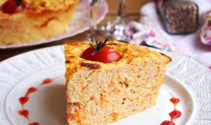 Куриная запеканка с творогом и помидорами черри