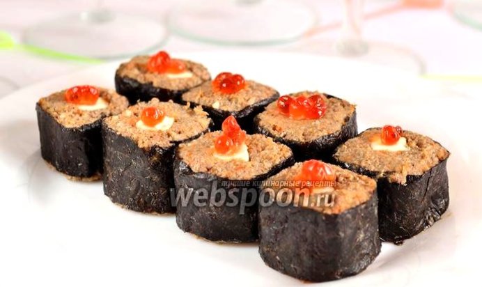 Канапе из печёночного паштета «Роллы»