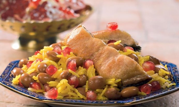 Азербайджанский плов с рыбой Машлобиялы аш