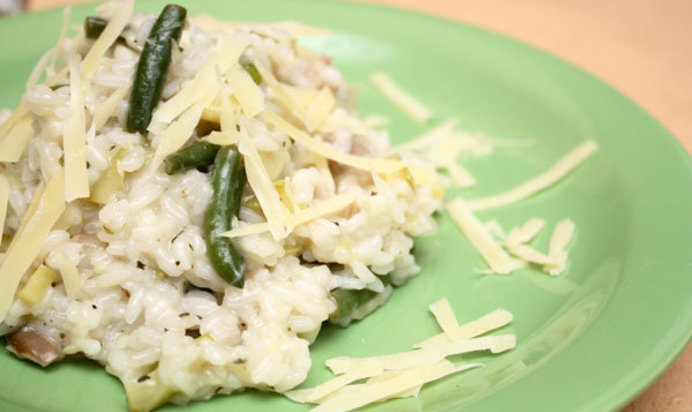 Зеленое ризотто с грибами