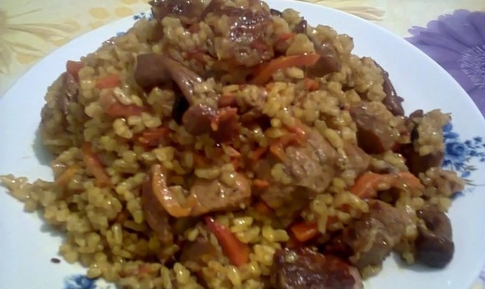 Плов Фантазия с мясом и грибами