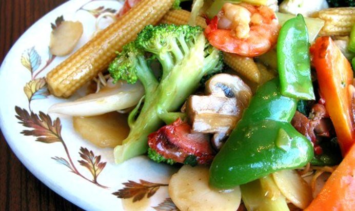 Овощи с креветками