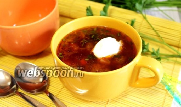 Борщ с фрикадельками и кольраби