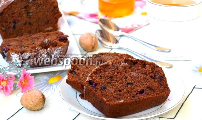 Постный кекс с вишней и имбирём