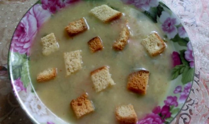 Суп пюре из картофеля с гренками по японски