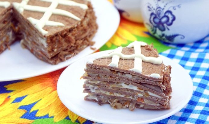 Блинный торт с печенью