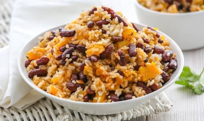 Плов с фасолью и тыквой