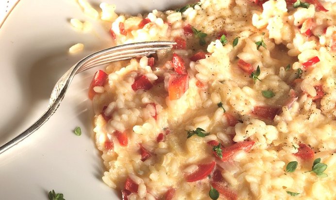 Ризотто со сливками и сладким перцем
