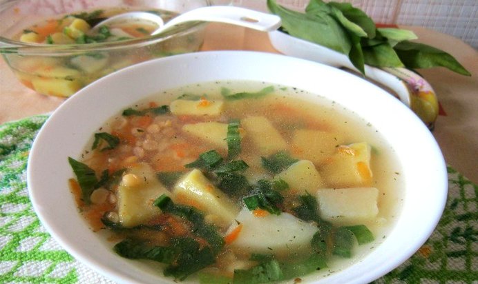 Гороховый суп с черемшой