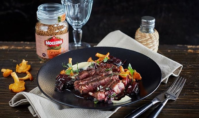 Стейк с ароматом кофе и самбуки