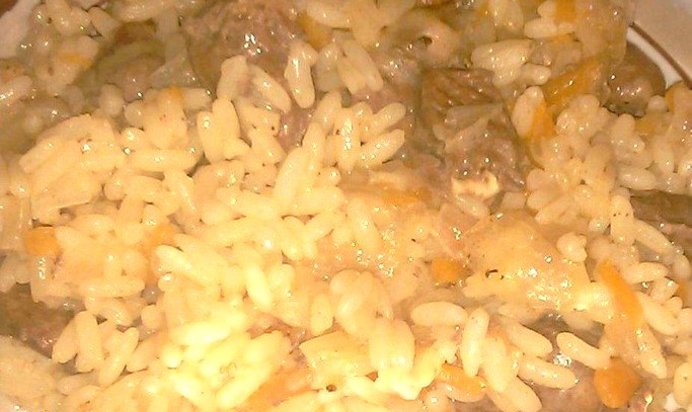 Плов с куриными сердечками