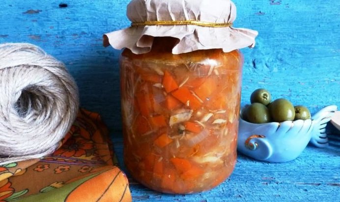 Овощи со скумбрией на зиму