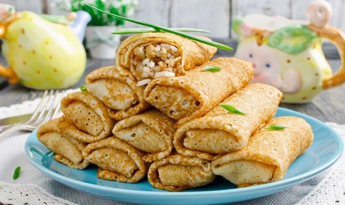 Блинчики с рисом и мясом