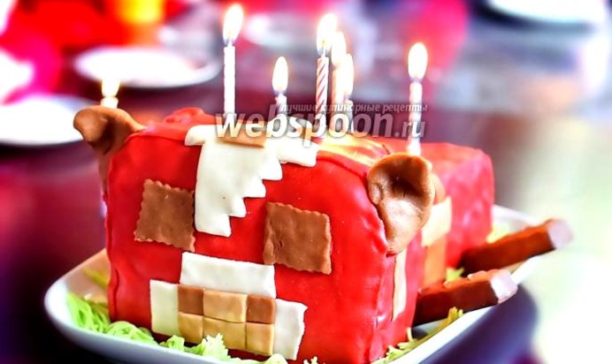 Торт «Корова» из Майнкрафт