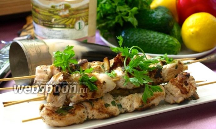 Мятный шашлык из курицы