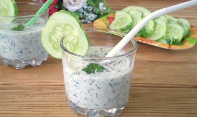 Кефир с огурцом и зеленью для похудения