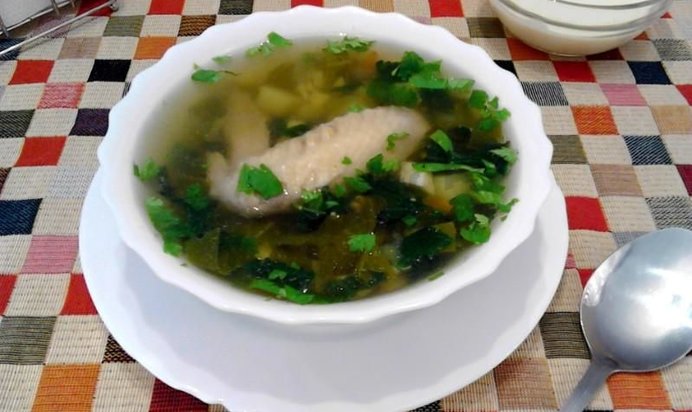 Зеленые щи с крапивой и щавелем с яйцом