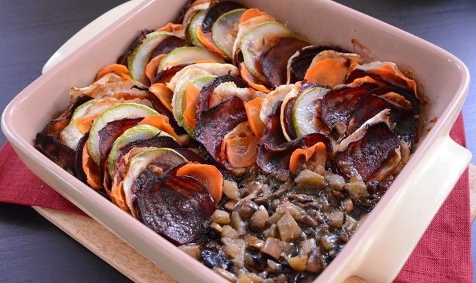 Запеченные овощи с грибами