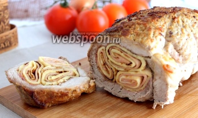 Мясной рулет с блинами