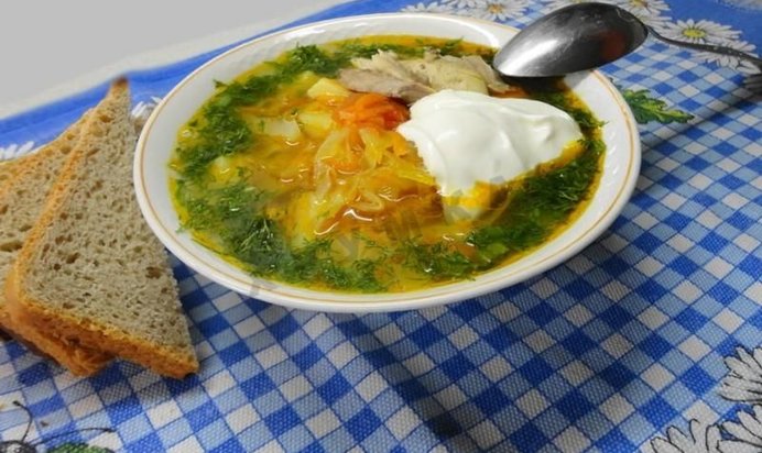 Вкусные щи с курицей из свежей капусты