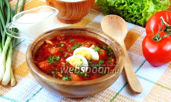 Украинский зелёный борщ со свёклой и щавелем