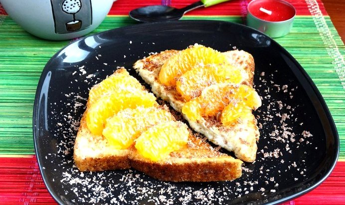 Гренки с мандаринами и шоколадом