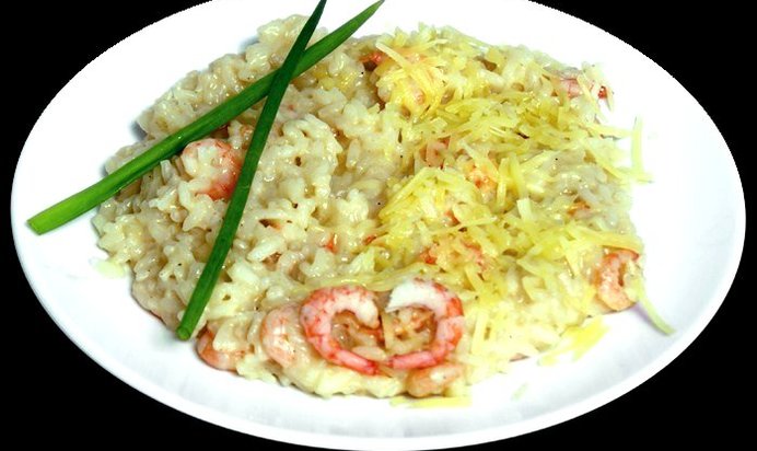 Ризотто с шампанским и тигровыми креветками