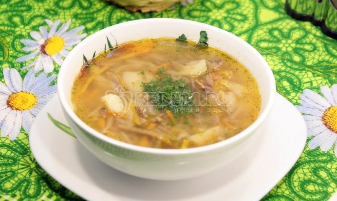 Щи с капустой и языком