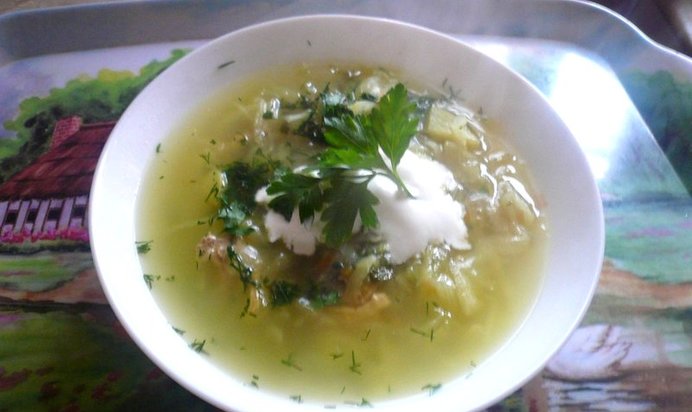 Щи из кислой капусты с курицей