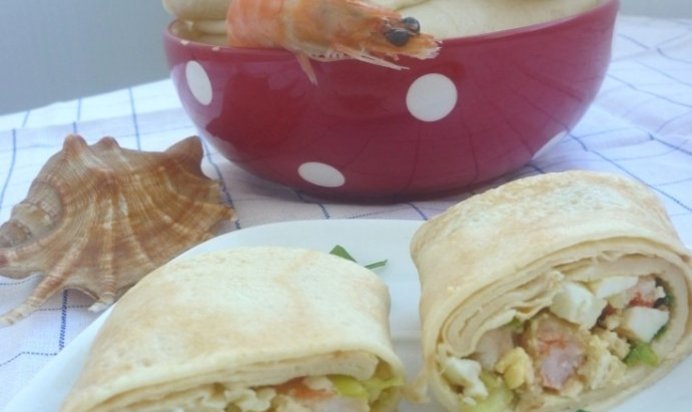 Блины с креветками