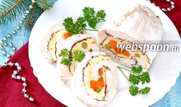 Куриный рулет с омлетом