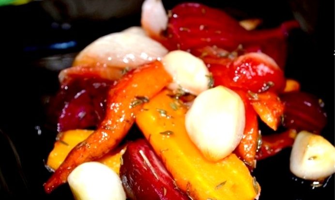 Запеченные овощи кусочками