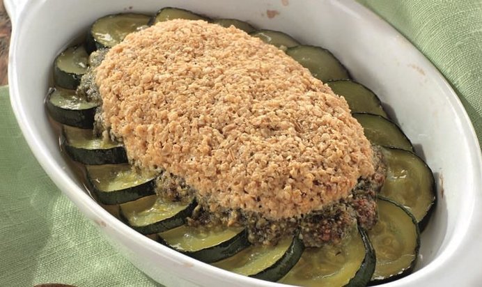 Кабачки с песто в овсяной крошке
