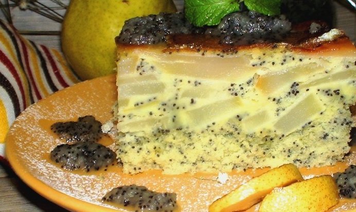 Макова - грушевая шарлотка с ванильно–грушевым вареньем