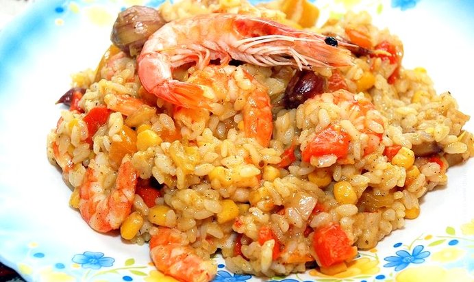 Плов с креветками