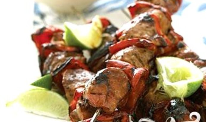 Шашлык из свинины с ананасом и рисом