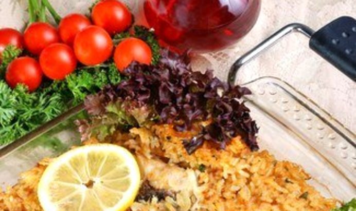 Плов с севрюгой в духовке