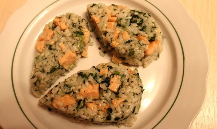 «Ризотто» со шпинатом и семгой