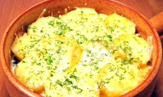 Картофельная запеканка с грибами и сыром