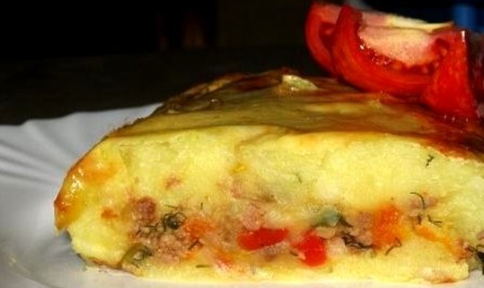 Запеканка из пюре и фарша