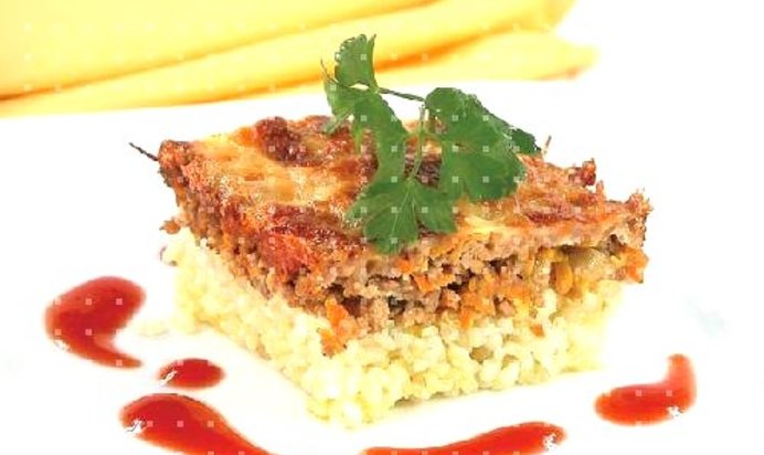 Рисовая запеканка с фаршем