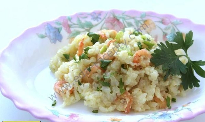 Сливочный ризотто с креветками