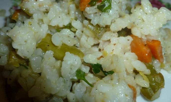 Ризотто со спаржей и горошком