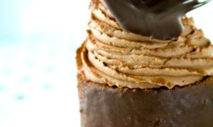 Шоколадное бланманже с соусом капучино