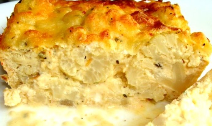 Запеканка с цветной капустой и курицей