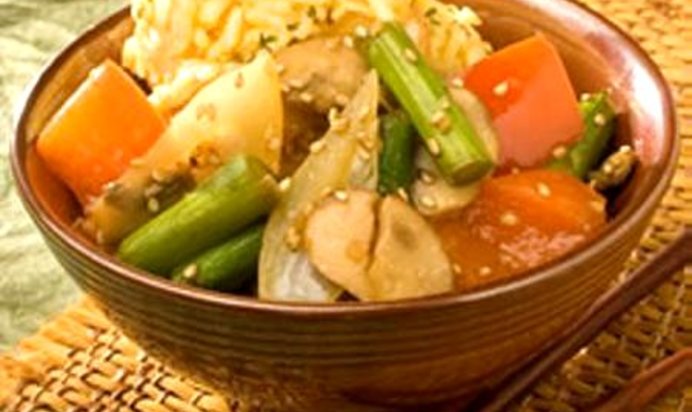 Жареные овощи с рисом