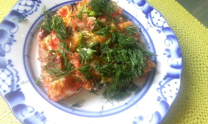 Омлет в духовке с мукой