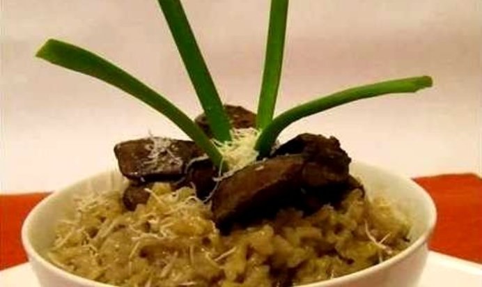 Ризотто с куриной печенью