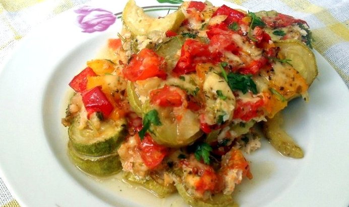 Овощная запеканка с фаршем