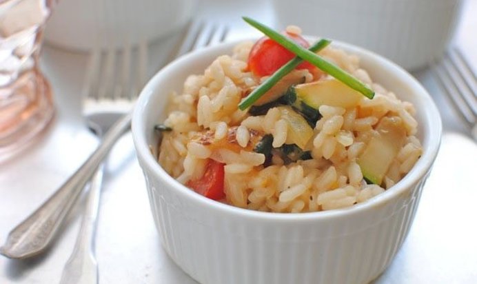 Ризотто с кабачками и помидорами